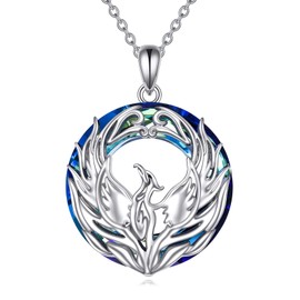 YFN Phoenix Necklace 925 Sterling Silver Blue Crystal Phoenix Pendant Jewellery Gifts for Women