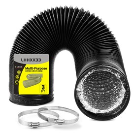 Dryer Vent Hose - 4 inch Flexible Duct, 3ft Long, Heavy-Duty Four-Layer Protection - Ideal for Heating, Cooling, Ventilation - Includes 2 Pack Clamps (4 inch 3 Feet)