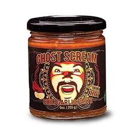 Ghost Scream Hot Sauce - “Chili Garlic Paste” (Asian Style Sambal) - Award Winning Recipe (from a World-Renowned Chef) with Fresh Ghost Chili Peppers, Fiery Red Jalapenos & Fresh Garlic. (9 Oz.)
