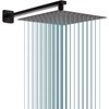 Rain Shower Head Black with Extension Arm 16 Inch Square