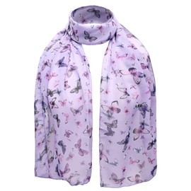 Basic Sense Butterfly chiffon Neck scarf, Lilac