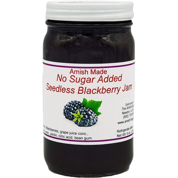 No Sugar Added Seedless Blackberry Amish Jam - 8 Oz Set of 3 Jars