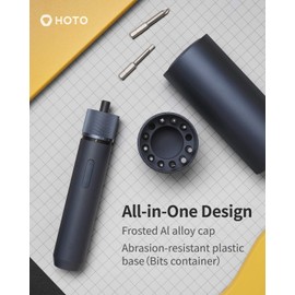 HOTO Electric Screwdriver, 3.6V Cordless Screwdriver Set, All-in-One Design, USB-C Charging Cable, Manual & Electric, LED Shadowless Light, 3 Torque, 5N.m 1500mAh, 12 Pcs Bit for Electrical Repairs