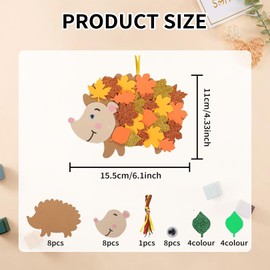8 Pack Autumn Crafts for Kids,DIY Arts and Craft Activities Set Leafy Hedgehog Making Kit Activity Toys Foam Supplies kits Hanging Forest Decorations,for Children Craft Painting Winter Christmas Party