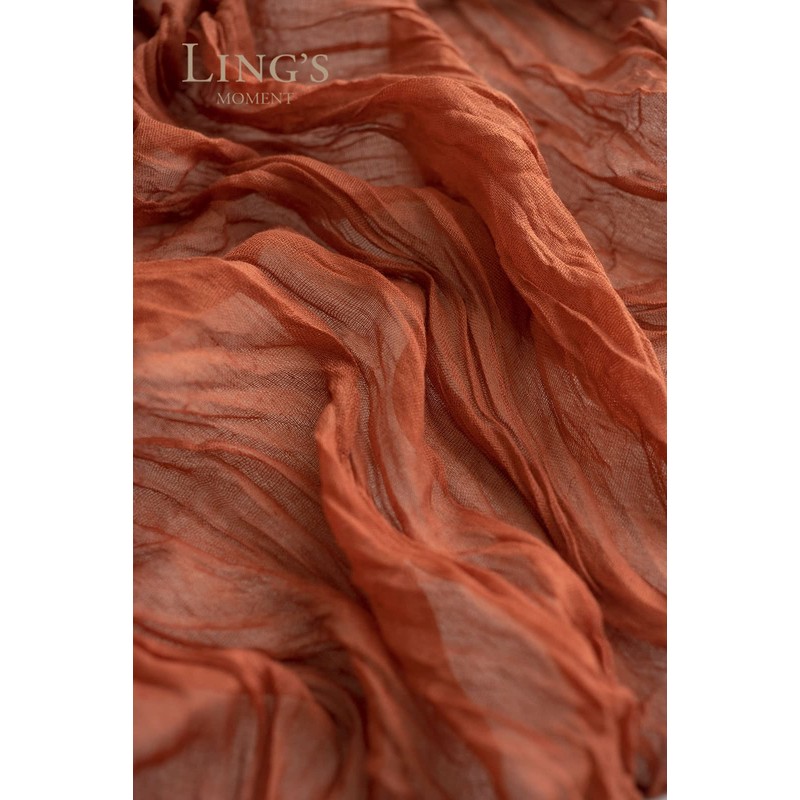 Ling's Moment 10Ft Terracotta Cheesecloth Table Runner Burnt Orange Gauze
