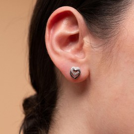 QUADRI - Sterling Silver Earrings for Women with CZ Heart Shaped - Stud Earrings for Women - Gifts for Her Birthday Anniversary - Jewelry Made in Italy - Gift Box Included