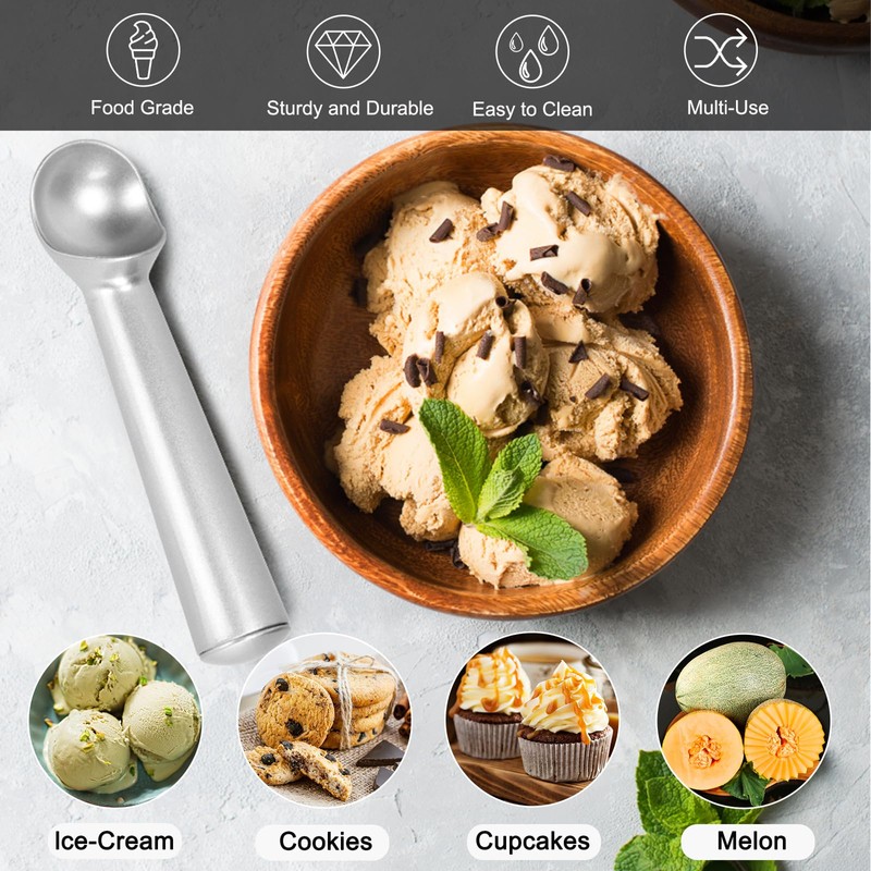 CUNSENR 7 inch Ice Cream Scoop - One-Piece Nonstick Aluminum