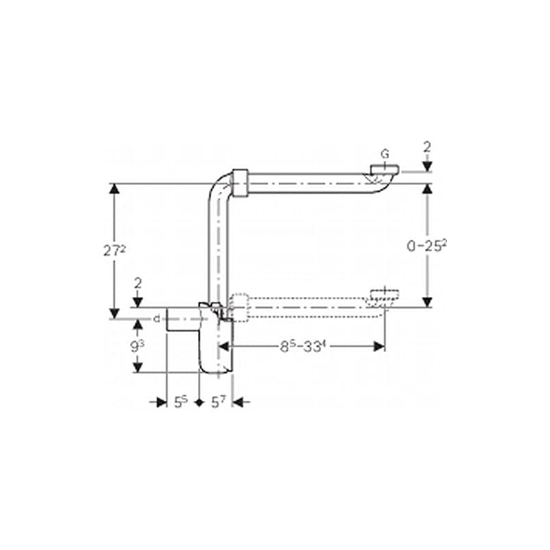 Geberit Diving Drain for WB, G1 1/4 d32, Space-Saving Model,