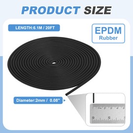 PATIKIL Foam Rubber Weather Seal Strip, 0.08" 20Ft EPDM Rubber Weather Stripping for Sealing Gaps Joints Crack Filling DIY Gasket, Black