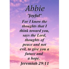 Abbie "Joyful" Keepsake Name Meaning Card with Bible Verse