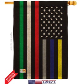 US First Responders Line Burlap House Flags Pack EMT Paramedic EMS Nurse Emergency Medical Technician Supoort Support Our Troops Small Decorative Gift Yard Banner Double-Sided Made In USA 28 X 40