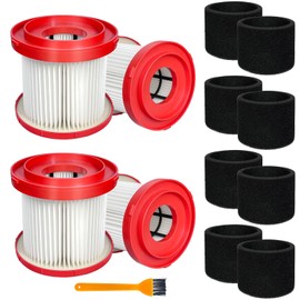 4 Pack 49-90-1900 HEPA Filter Compatible with Milwaukee Cordless M18 Vacuum 0780-20 0880-20, with 8 Foam Sleeve Filters & 1 Brush