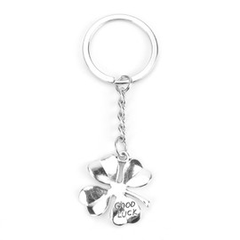 SHTALHST Four Leaf Clover Keychain,Good Luck Keychain for Purse Backpack Handbag,Furtunate Gift Lucky Gift for Women Men,Silver