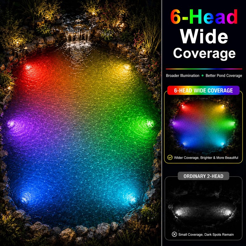 LED Pond Lights RGBWW, Underwater Pond Lights with 12V Timer