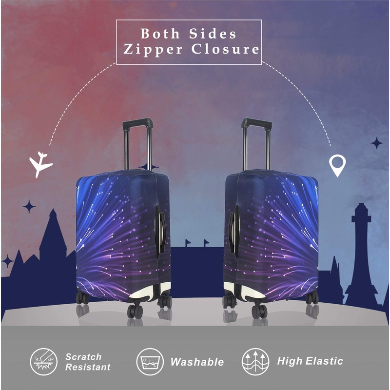 Luckiplus Spandex Suitcase Luggage Suitcase Cover Fits 18"-32" Luggage, fireworks