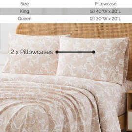 Southshore Fine Living, Inc. King Size Pillow Cases Set of 2, Luxurious, Ultra-Soft Brushed Microfiber, Paisley Floral Pillowcases for King Pillows, Extra Large 20" x 40", Taupe with White