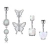Longita 4pcs Silver Belly Button Bars Dangle Belly Piercing Navel