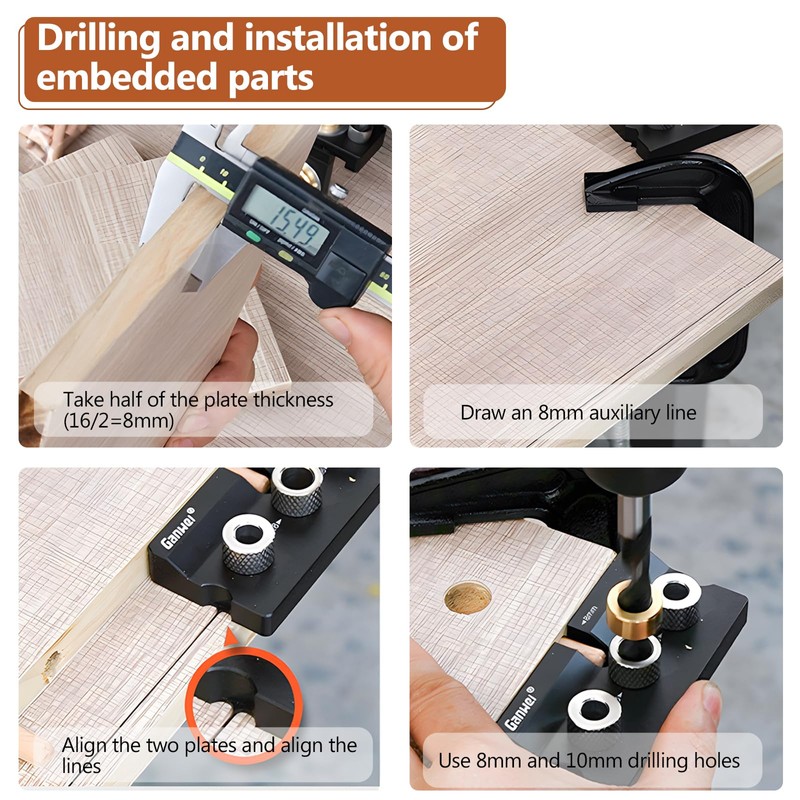 3-in-1 Pocket Hole Jig Kit, 8/10/15 mm Wooden Dowel Drilling