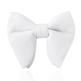 HOULIFE Velvet Bow Ties for Men, Pre-tied Style Oversized Tuxedo Bowties Solid Color Formal Men's Bowtie for Wedding Party (White)