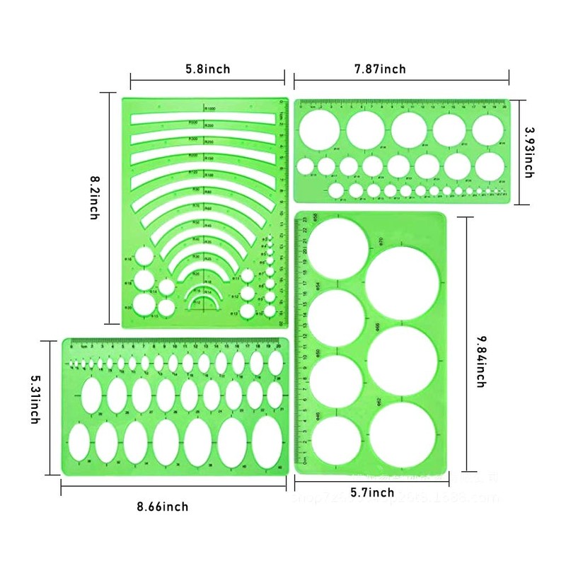 11 Pieces Geometric Drawings Templates Stencils Plastic Measuring Template Rulers