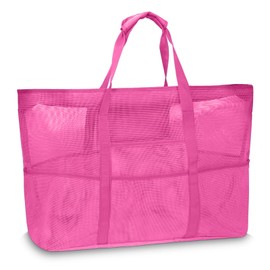 ONCCI Women's Beach Bag Large with Zip XXL Mesh Beach Bag Bath Bag Women's Shopper for Beach Travel Shopping Sports Picnic and Everyday Use, pink