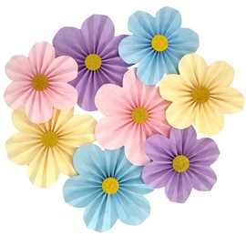 Mybbshower Pastel 10-12 inch Paper Fan Flower for Floral Backdrop Wedding Birthday Craft Wall Pack of 8