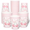 FYSUIMU 100 Pcs Pink Bow Cherry Paper Cups Coquette Bowknot
