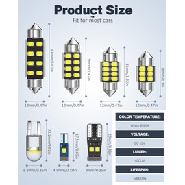 Xdoar 42 PCS Upgraded LED Interior Car Lights Kit, Super Bright Dome Map and Door Light Bulbs, Fits 194 De3175 578 6418 T5 LED Blubs, Universal for Cars and Trucks