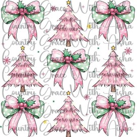 Handmade Sublimation Transfer Christmas Tree Bows Ready To Press Heat Transfer