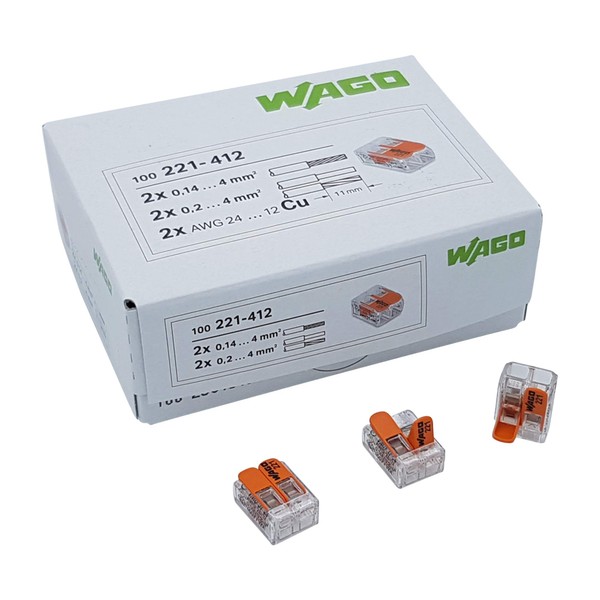 Wago 200 Splicing Connector 221-412 Conductors with Lever. Compact Design