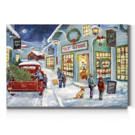 Renditions Gallery Canvas Wall Art Modern Paintings & Prints Decorations Snowy Christmas Toy Store Modern Glam Wall Hanging Festival Artwork for Bedroom Home Office Kitchen - 24"x36" LT20