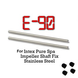 2Pcs Stainless Steel Shaft for Intex Pure Spa Hot Tub Impeller Pump Fix E90 Errors Shaft (2Pcs Stainless Steel Shaft with 4 Rubber Cap)