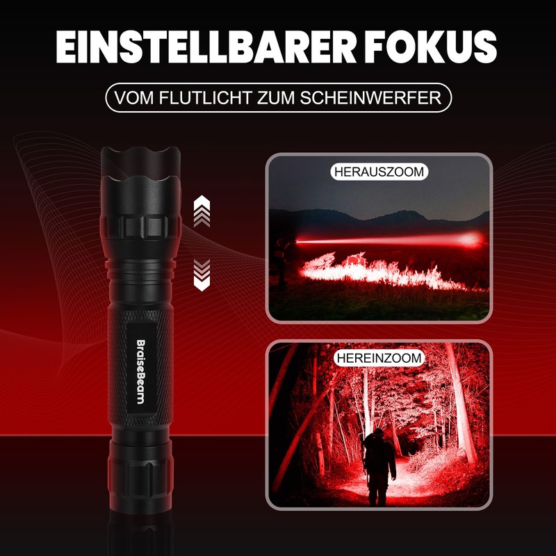 BraiseBeam Super Bright Red Light Flashlight, Portable Red Mini LED