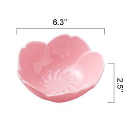 Jusalpha 4 Packs- Large 16.5 OZ Cherry Blossom Series Porcelain Serving Bowls, Cereal Bowls, Soup Bowls, Salad Bowl, Cereal, Pasta, Desserts and Daily Use - Bowl 005 (Pink)
