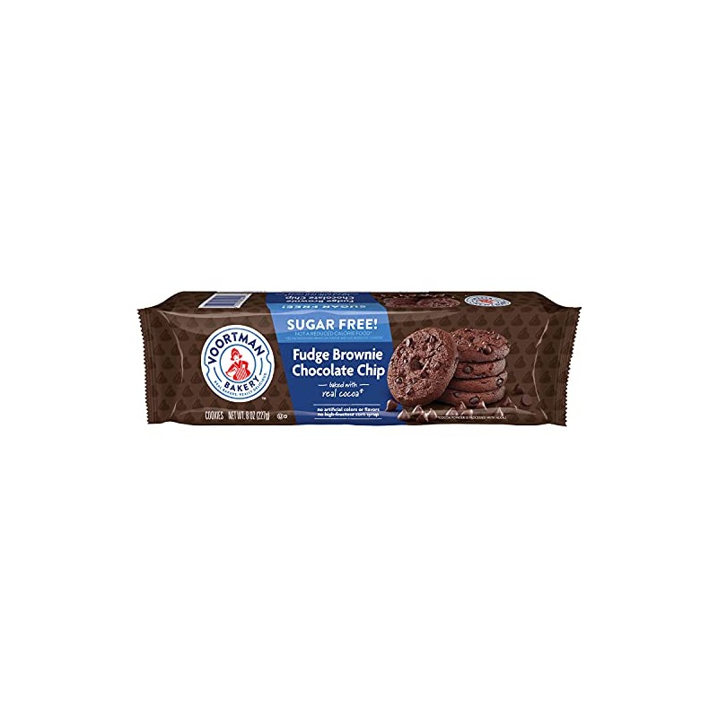 Voortman Bakery Sugar Free Fudge Brownie Chocolate Chip Cookies, 12