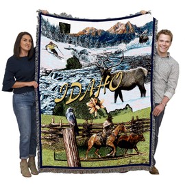 Pure Country Weavers State of Idaho Blanket - Gift Tapestry Throw Woven from Cotton - Made in The USA (72x54)