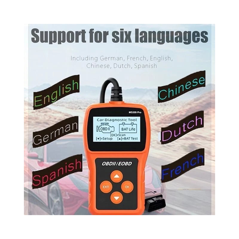 MS309 Pro OBD2 Scanner with Check Engine Code Reader, Battery