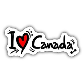 I Love Canada Travel Slogan Sticker - Waterproof Vinyl Decal for Car Bumper, Laptop, Water Bottle, Luggage, Wall, and Window