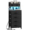 REAHOME 41 Inch Tall Nightstand with Charging Station, LED Night