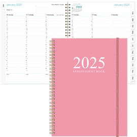 2025 Appointment Book & Planner - 8.5" x 11" Daily Hourly Planner 2025 from January 2025 - December 2025, Weekly Appointment Book with 30-Minute Interval, Pink
