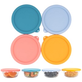PUREKRA 4 PCS Silicone Replacement Lids for Pyrex Glass Custard Cups 10oz, Reusable Silicone Lids for Food Storage, Food Covers, Dishwasher Freezer Microwave Safe (Container NOT Included)