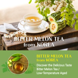 Bitter Melon Tea 100% Natural Pure Korean Gohyah Fruit Tea Ampalaya Karela Leaves No Sugar, Caffeine Free, Gluten Free, Vegan, Low Temperature Aged (50 Tea Bags) Product of KOREA