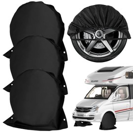 Wheel Cover Wheel Cover Tyre Cover 2 Pieces Waterproof Caravan Trailer with 2 Eyelets for Caravan Motorhome Caravan Vintage Car 27-29 Inch Black