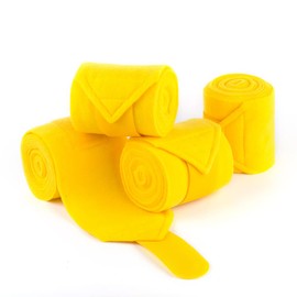 Y.J TAILS Horse Polo Wraps 2.5m Soft Fleece Polo Wraps Equestrian Leg Bandage Wrap Set of 4 Packs (Yellow - 2.5m)