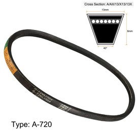 TA-VIGOR A-720 V-Belt Drive Belt 720mm Inner Girth 13mm Width 8mm Thickness, Neoprene Rubber A-Section Power Transmission Belts for Lawn Mower Industrial Equipment