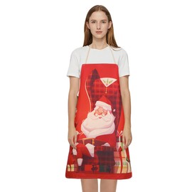 Qchomee Christmas Apron Baking Gifts Santa Claus Chef Aprons Kitchen Cooking Novelty Aprons Cartoon Kitchen Aprons for Adult Children Women Men Cooking Party Bib BBQ Xmas Kitchen Aprons