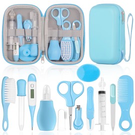 GLOSKIN Baby Pflegeset, 13-Teiliges Set, Baby Pflegeset Neugeborene,Ausgestattet Mit Baby Nagelschere, Baby Bürste und Anderen Verschiedenen Babysicherheits-Sets, Baby Daily Care Essentials (Blau)