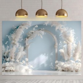 APROPHIC 2.1 x 1.5 m Photography Background, Blue Photo Wall Background with Pampas Grass Photo Background, Suitable for Weddings, Birthdays, Photo Walls, Portrait Backgrounds, Children's Photography