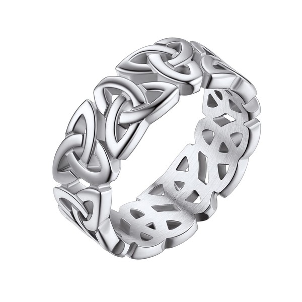 Bestyle 7.5mm Viking Wedding Eternity Rings Irish Celtic Trinity Flower
