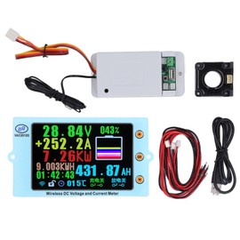 Wireless Voltmeter Coulometer Battery Monitor Temp Power Capacity Meter with Color Screen 500A